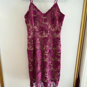 Lulus Hot Pink Lace body-con mini dress